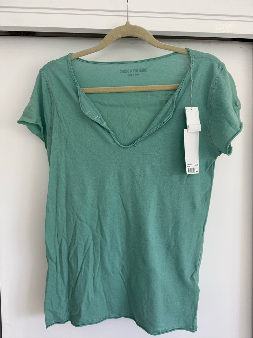 Zadig & Voltaire Tunisien MC Glitter Peace Tee Mint Size M NWT